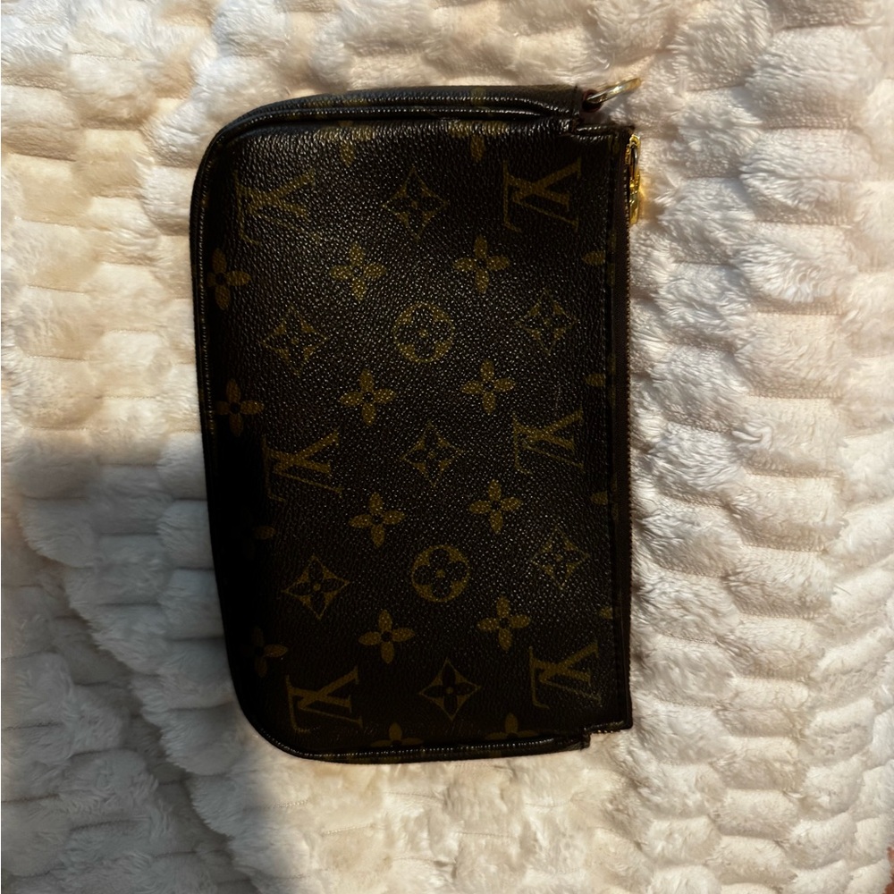 Louis Vuitton Brown and Gold Zippered Pouch